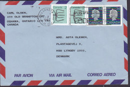 Canada Airmail Par Avion Aereo OSHAWA Ontario 1987 Cover Lettre To LYNGBY Denmark Fishing Spear & QEII Stamps - Cartas & Documentos