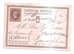 61038)cartolina Postale   Risposta22-7-78 Da Milano A Belpasso - Stamped Stationery