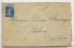 1920--tp Semeuse N°192 Avec Bandelette "Source Cachat"seul Sur Lettre--cachet Civray-86 - 1877-1920: Semi-Moderne