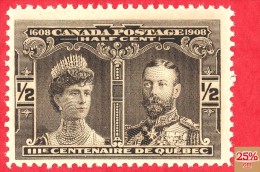 Canada #  96 - Half Cent  - Mint N/H - Dated  1908 - Prince & Princess Of Wales /  Prince Et Princesse De Galles - Neufs