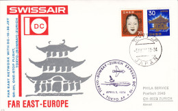 Tokyo Bombay Zurich 1974 Par Swissair DC-10  - 1er Vol Erstflug Inaugural Flight -  Suisse Inde India Mumbaï Temple - Covers & Documents