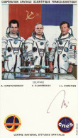 R102 Carte Premier Vol Habité Franc Sovietique Mission SALIOUT 7 Autographe JL CHRETIEN Cachet De LES MUREAUX 29/10/1982 - Europa