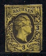 SACHSEN, 1851, Cancelled Stamp(s) 3 Neu Groschen, Friedrich August II, MI 6 # 16076, - Saxony