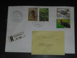 LETTRE RECOMMANDEE LUXEMBOURG AVEC YT 1256 A 1259 - OISEAU - GELINOTTE LORIOT CIGOGNE NOIRE MILAN ROYAL - RAPACE - - Storia Postale