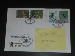 LETTRE RECOMMANDEE LUXEMBOURG AVEC YT 1280 A 1283 - OISEAU - BECASSINE MARTIN PECHEUR PETIT GRAVELOT HIRONDELLE - NOEL - - Briefe U. Dokumente