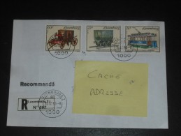 LETTRE RECOMMANDEE LUXEMBOURG AVEC YT 1274 A 1276 - TRAMWAY WAGONNET MINE MINEUR VOITURE HIPPOMOBILE - - Storia Postale