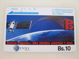 Entel Tamura Phonecard,Satellite And Earth,used,one Hole Only - Bolivien