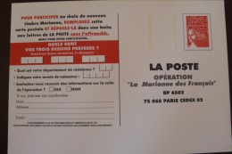 France - Entier Carte Réponse Neuve - La Poste Opération La Marianne Des Français - Listos Para Enviar: Respuesta /Luquet