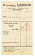 ETABLISSEMENT BARBENSON  à TOURCOING (NORD) 1941 - Printing & Stationeries