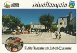 MONTFLANQUIN PETITE TOSCANE EN LOT ET GARONNE LA PLACE CENTRALE DE LA BASTIDE - Monflanquin