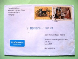 Hungary 2012 Cover To Nicaragua - Dog - Church - Cartas & Documentos