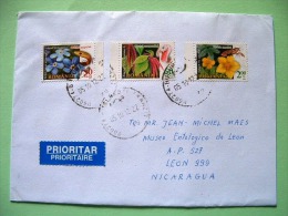 Romania 2012 Cover To Nicaragua - Flowers Snake Bird Lobster Or Crayfish - Covers & Documents