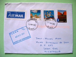 Australia 2012 Cover To Nicaragua - Mountain Rocks - Arms Kangaroo Emeu Bird - Living Together Religion Angel - Lettres & Documents