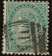 NZ 1874 1/- Green QV SG 184 CP C6c U #CW22 - Used Stamps