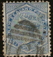NZ 1874 6d Blue QV SG 156 CP C5a U #CW21 - Usados