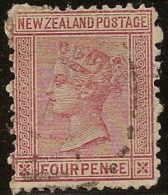 NZ 1874 4d Indian Red QV SG 155 CP C4a U #CW17 - Gebruikt