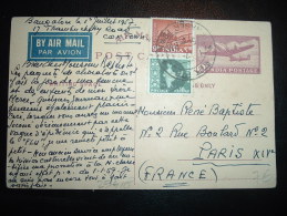 CP ENTIER AVION 4AS + TP 9PS + TP 10 NP OBL. 1.7.57 FRASER TOWN? - Lettres & Documents