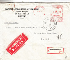 Belgique - Lettre Recommandée De 1956 ° - EMA - Affranchissement Mécaniques - Oblitération Antwerpen - ...-1959