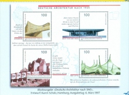 BRD DP-Ganzsachenpostkarte 1997 Abb. Mi. Block 37 Deutsche Architektur Philharmonie Nationalgalerie Berlin Kirche - Postkarten - Ungebraucht