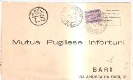 62805)busta Con Affrancatura  Segnatasse Da Foggia A Bari 2-4-38 - Postage Due