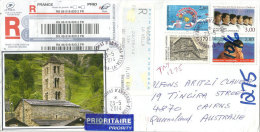 Belle Lettre Recommandée D'Andorre Adressée à Cairns (Queensland)en Australie.,et Retour - Briefe U. Dokumente