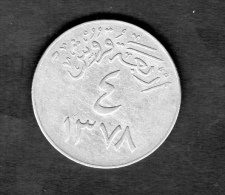 SAUDI ARABIA 4 GIRSH 1958 (1378) 4 QIRUSH COPPER-NICKEL  COIN - Arabia Saudita