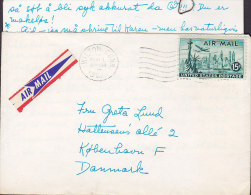 United States "Petite" Airmail Label WILTON Conn. 1956 Cover Lettre To Denmark Incl .Original Letter Statue Of Liberty - 2c. 1941-1960 Lettres