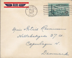 United States Airmail Label VALLEJO Calif. 1957 Cover Lettre To Denmark Statue Of Liberty Stamp Christmas Seal (2 Scans) - 2c. 1941-1960 Lettres