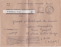 Algérie 1961 Cachet " ATTATBA ALGER " + Griffe Sur Lettre PTT N°8 > Laon Aisne - Lettres & Documents