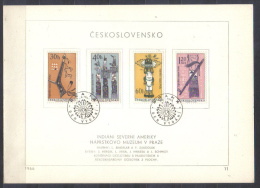 Czechoslovakia FIRST DAY SHEET  Mi 1629-1635 American Indians Totems  Dakota Chief 1966 - Indios Americanas