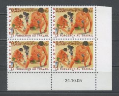 MAYOTTE 2005 N° 182 ** Bloc De 4 Coin Daté Neuf = MNH Superbe Métier  Forgeron - Ungebraucht