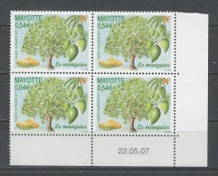 Mayotte 2007 N° 205** Bloc De 4 Coin Daté Neuf = MNH Superbe Flore Flora Fruits Arbres Trees Le Manguier - Unused Stamps