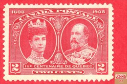 Canada #  98 - 2 Cents  - Mint - Dated  1908 - King Edward VII & Queen Alexandra /  Roi Edward VII Et Reine Alexandr - Ungebraucht