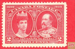 Canada #  98 - 2 Cents  - Mint - Dated  1908 - King Edward VII & Queen Alexandra /  Roi Edward VII Et Reine Alexandr - Neufs