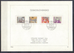 Czechoslovakia FIRST DAY SHEET  Mi 1657-1660 Definitive , Towns  1966 - Lettres & Documents