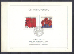 Czechoslovakia FIRST DAY SHEET  Mi 2004-2007 50th Anniversary Communist Party    1971 - Covers & Documents