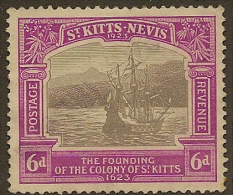 ST KITTS-NEVIS 1923 6d Ship SG 54 U #CY262 - St.Cristopher-Nevis & Anguilla (...-1980)