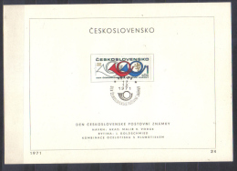 Czechoslovakia FIRST DAY SHEET  Mi 2049 Stamp Day  1971 - Lettres & Documents