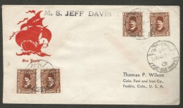 EGYPT KING FOUAD - FUAD 1934 MARITIME COVER PORT SAID USA M/S JEFF DAVIS C/O AMERICAN PIONEER LINE - Lettres & Documents