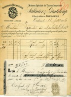 Toulouse, Tissus Imprimés,Salinier, Grateloup, 4 Docs  Indiennes, 1 Reçu De Lacombe, Montauban, Transport, Cachet - Espagne