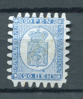 Finland/Russia 1866-74 Serpentine Roulette 20p Blue  Sc 9 FA 8 Unused CV $650 - Nuevos