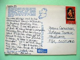 Ireland 1976 Postcard "beach Cliffs Of Mohen And McMahon" To England - Madonna And Child By Fra Filippo - Card With S... - Brieven En Documenten