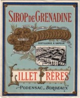 Etiquette  Ancienne De Sirop De Grenadine - Imprimeur  Rousseau - Fruit En Groenten