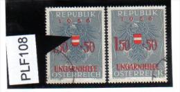 PLF108 ÖSTEREICH 1956 Michl 1030 PLATTENFEHLER DRUCKFEHLER  FARBVERSCHIEBUNG Mit Vergleichstück Siehe Abbildung Used - Abarten & Kuriositäten