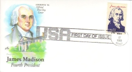 US Presidents  -  James Madison  -  Quatrième  President  -  1er Jour  -  FDC - George Washington