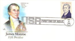 US Presidents  -  James Monroe  -  Cinquième  President  -  1er Jour  -  FDC - George Washington