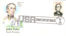 US Presidents  -  John Tyler  -  Dixième  President  -  1er Jour  -  FDC - George Washington