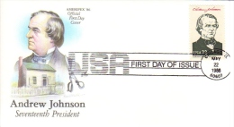 US Presidents  -  Andrew Johnson  -  Dix-Septième  President  -  1er Jour  -  FDC - George Washington