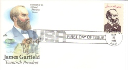 US Presidents  -  James Garfield   -  Vingtième  President  -  1er Jour  -  FDC - George Washington