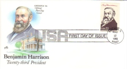 US Presidents  -  Benjamin Harrison   -  Vingt-troisième  President  -  1er Jour  -  FDC - George Washington